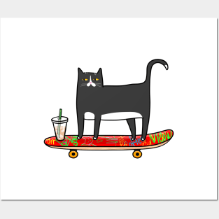 Skater Kitty Posters and Art